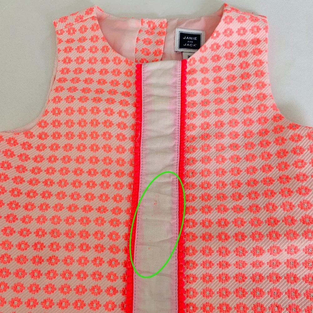 Janie and Jack Shift Dress Girl 2T Neon Pink White Preppy Coastal Mod Chic Party